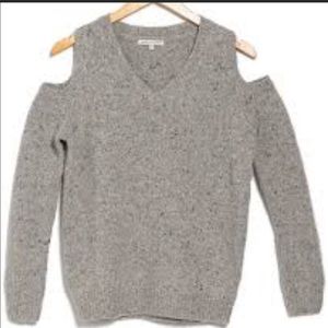 REBECCA MINKOFF Grey Wool Cold Shoulder Sweater XS